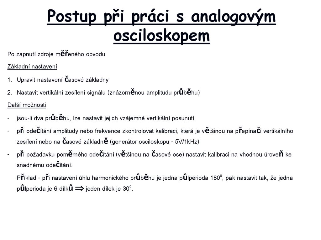 Elektrotechnická měření Osciloskop ppt stáhnout